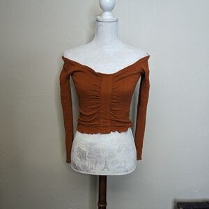 Cute PB Elastic Cotton Off Shoulder Top S